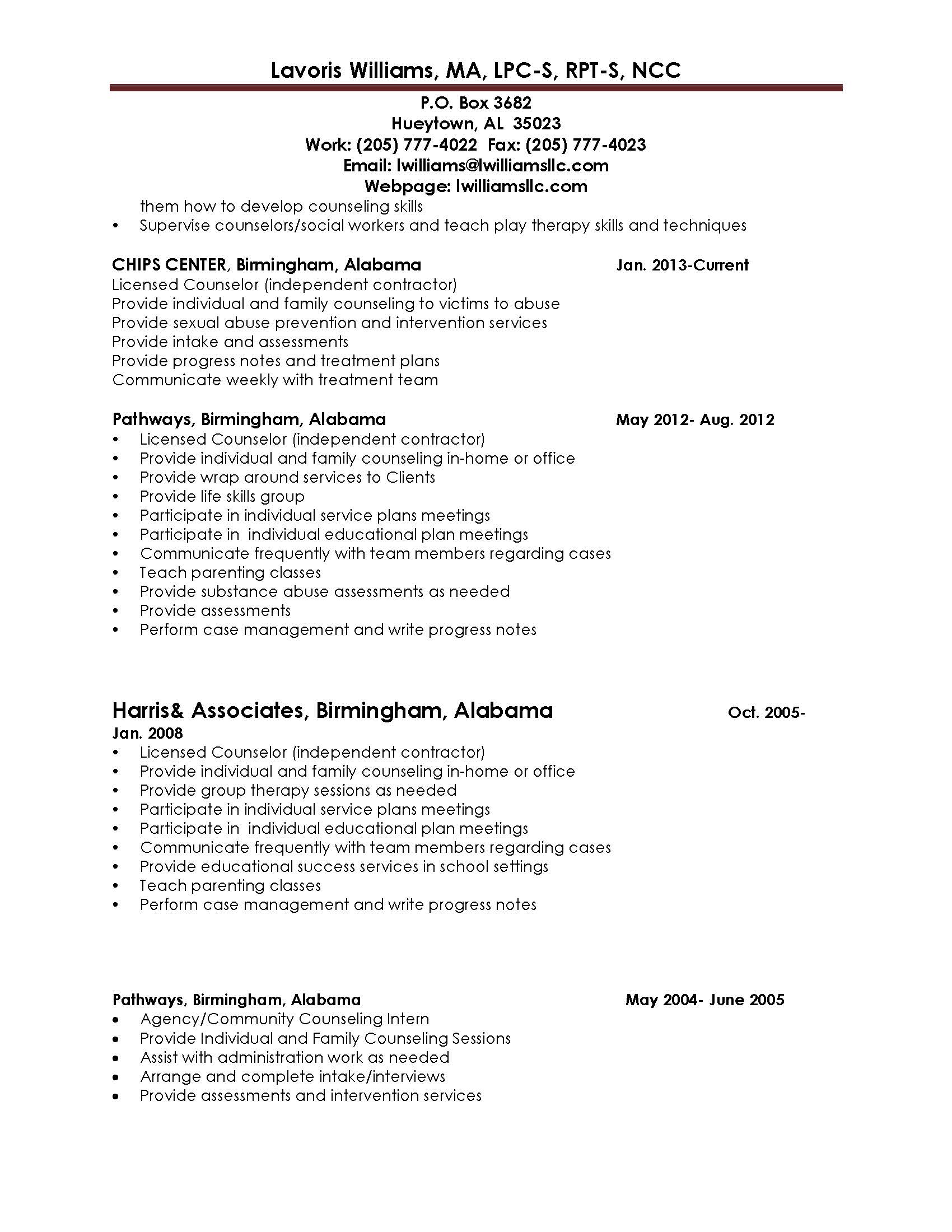 Lavoris Williams resume