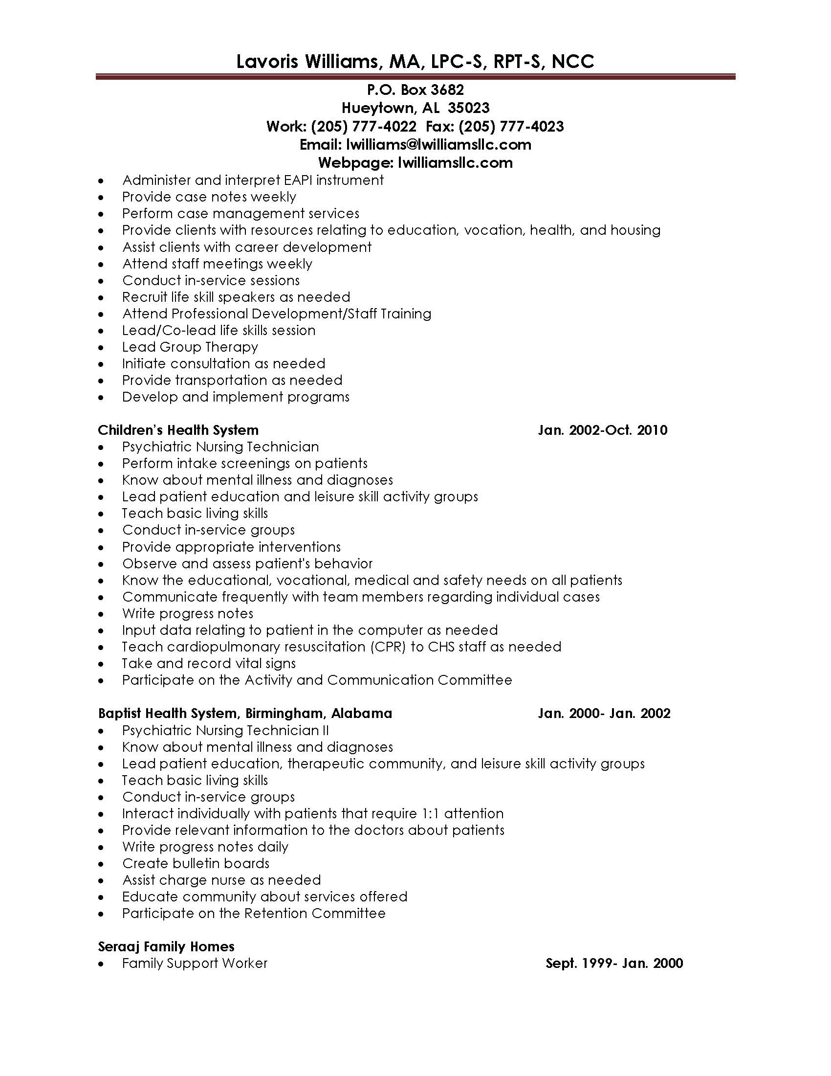 Lavoris Williams resume